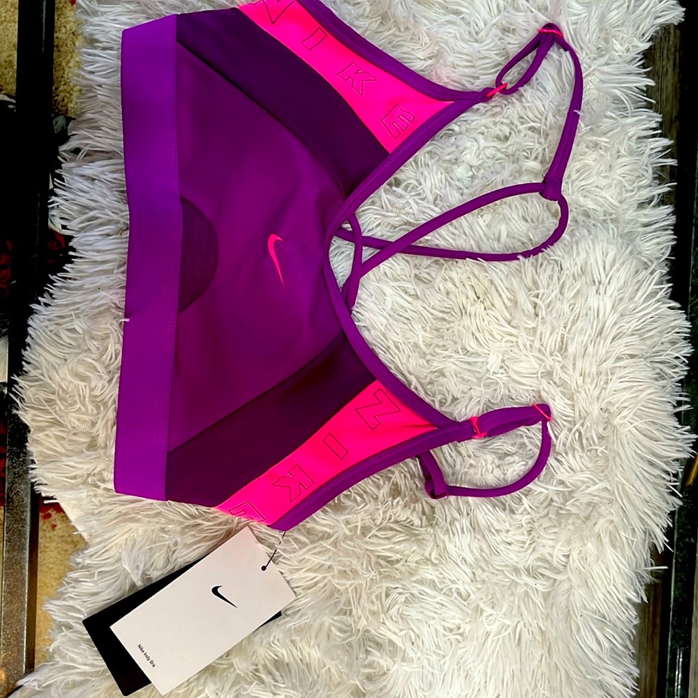 NWT Nike Dri-Fit Indy Light-Support Logo Sports Bra Purple Size Small